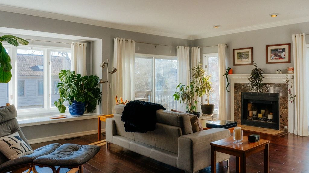 A layered, warm-toned living room.